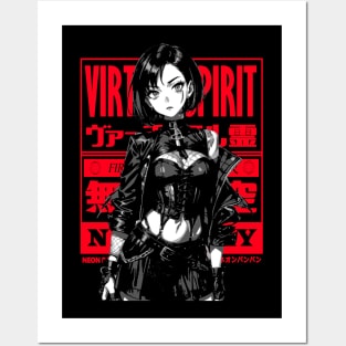 Cyberpunk Anime Girl Dark Techno Style Goth Japanese Fashion #3 Posters and Art